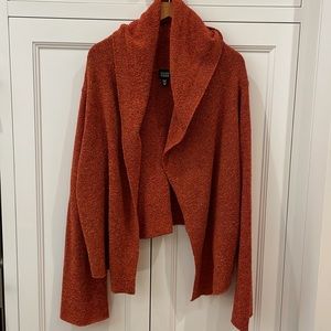 Eileen Fisher Hooded Cropped Cardigan—Beautiful Burnt Orange High/Low—Lk New-XL